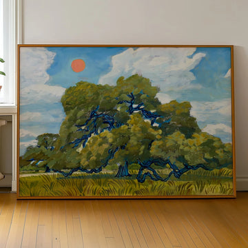 RED SUN OVER A LIVE OAK by El Baker