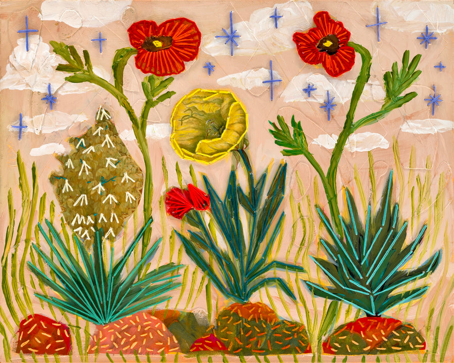 EMBROIDERED DESERT BLOOMS by El Baker