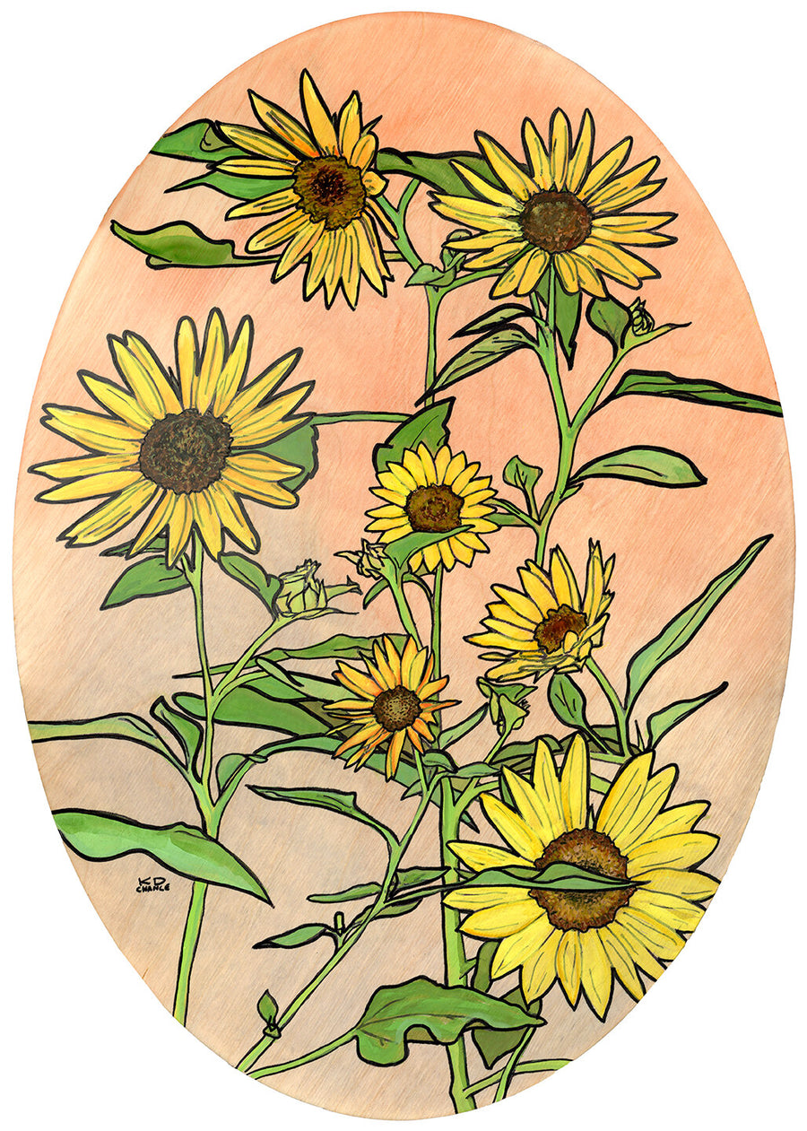 TEXAS SUNFLOWERS OVAL by Katie Chance