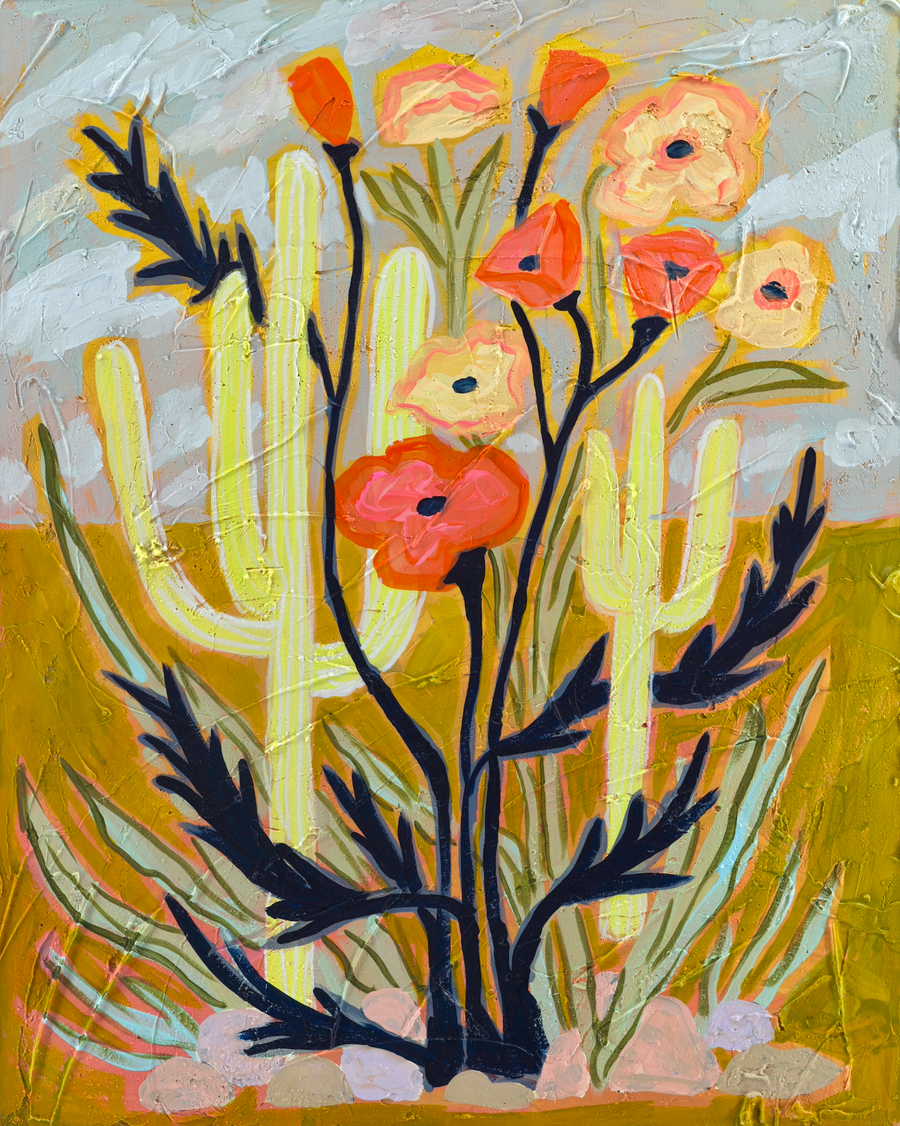 SAGUARO & POPPIES  by El Baker